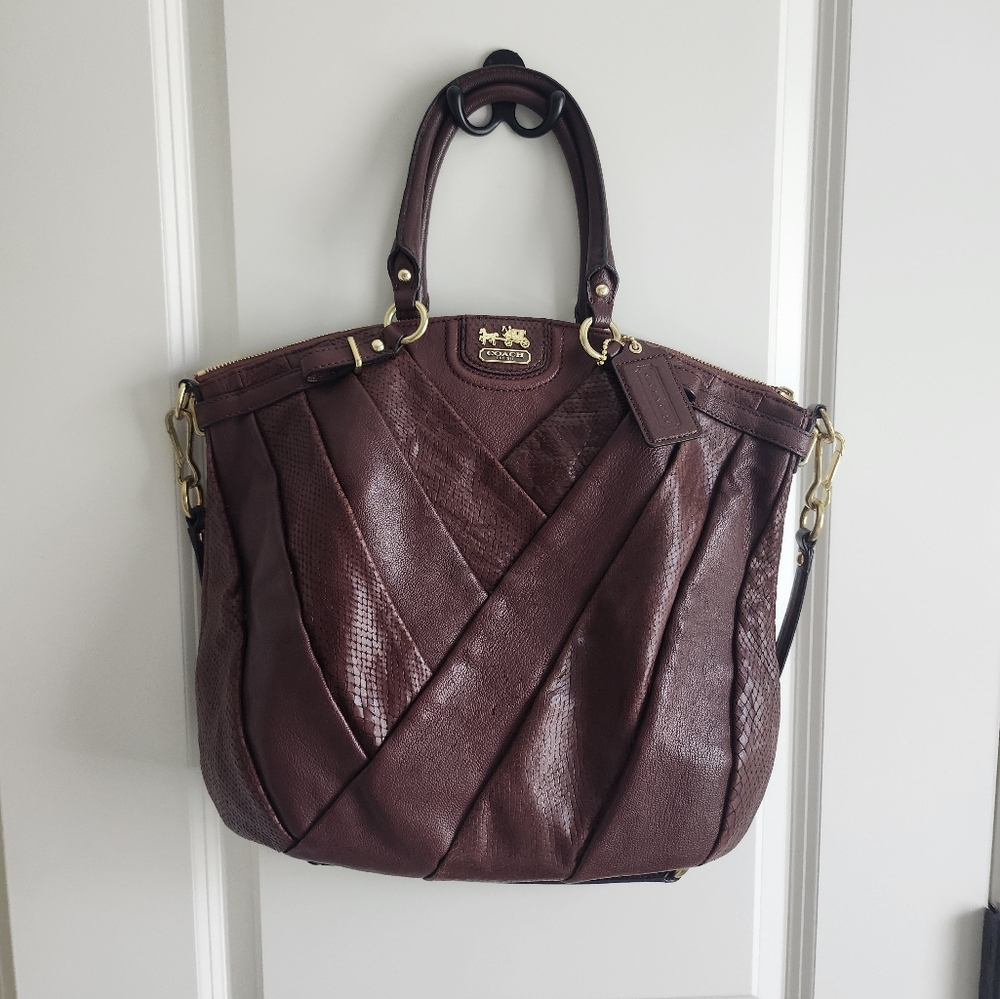 Coach Madison Diagonal Pleated Exotic Lindsey Satchel